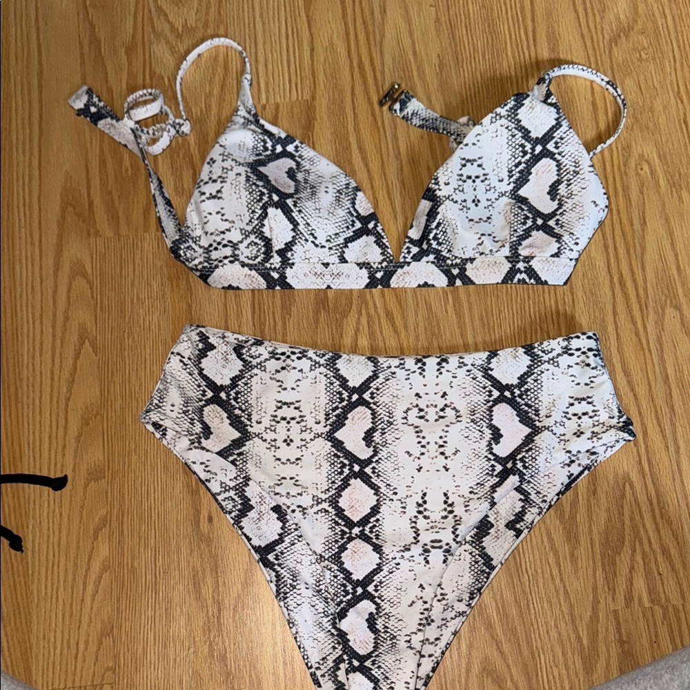 Snakeskin Print Bikini Set